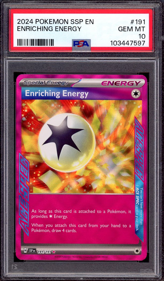 2024 Pokémon S&V Surging Sparks Ace Spec Enriching Energy #191 PSA 10 GEM MINT