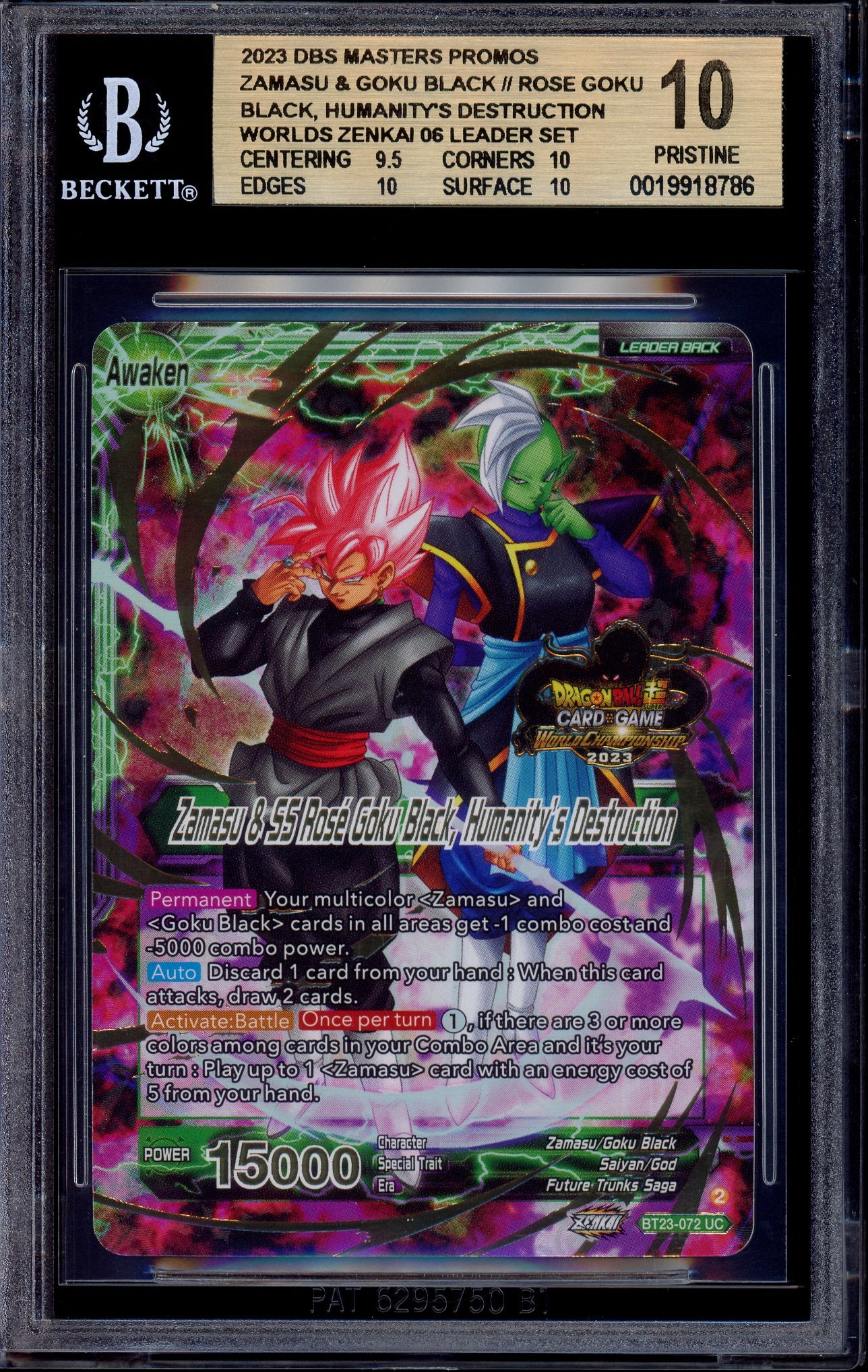 2023 Dragon Ball Super Zenkai 06 Leader Set Zamasu & SS Rose Goku Black, Humanity's Destruction BGS 10 PRISTINE