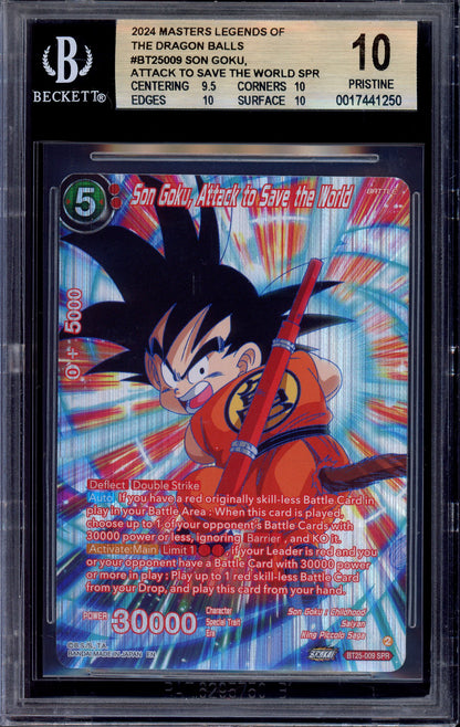 2024 Dragon Ball Super Masters Son Goku, Attack to Save the World SPR #BT25-009 BGS 10 PRISTINE