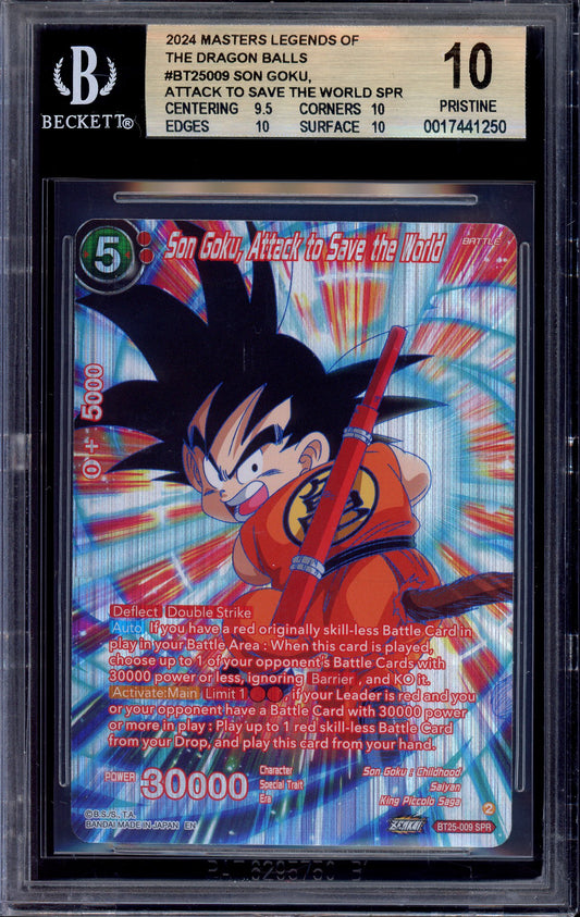 2024 Dragon Ball Super Masters Son Goku, Attack to Save the World SPR #BT25-009 BGS 10 PRISTINE