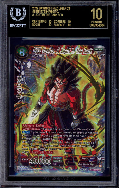 2022 Dragon Ball Super SS4 Vegito, A Light in the Dark SCR #BT18-147 BGS 10 BLACK LABEL