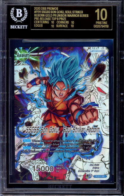 2020 Dragon Ball Super UW Pre-Release Volume 1 Winner SSGSS Son Goku, Soul Striker Reborn #P-211 BGS 10 BLACK LABEL