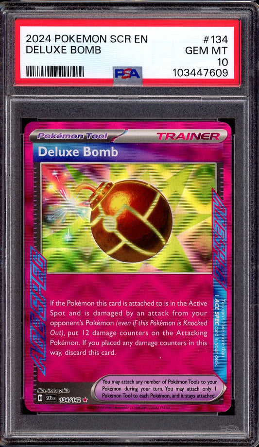 2024 Pokémon S&V Stellar Crown Ace Spec Deluxe Bomb #134 PSA 10 GEM MINT