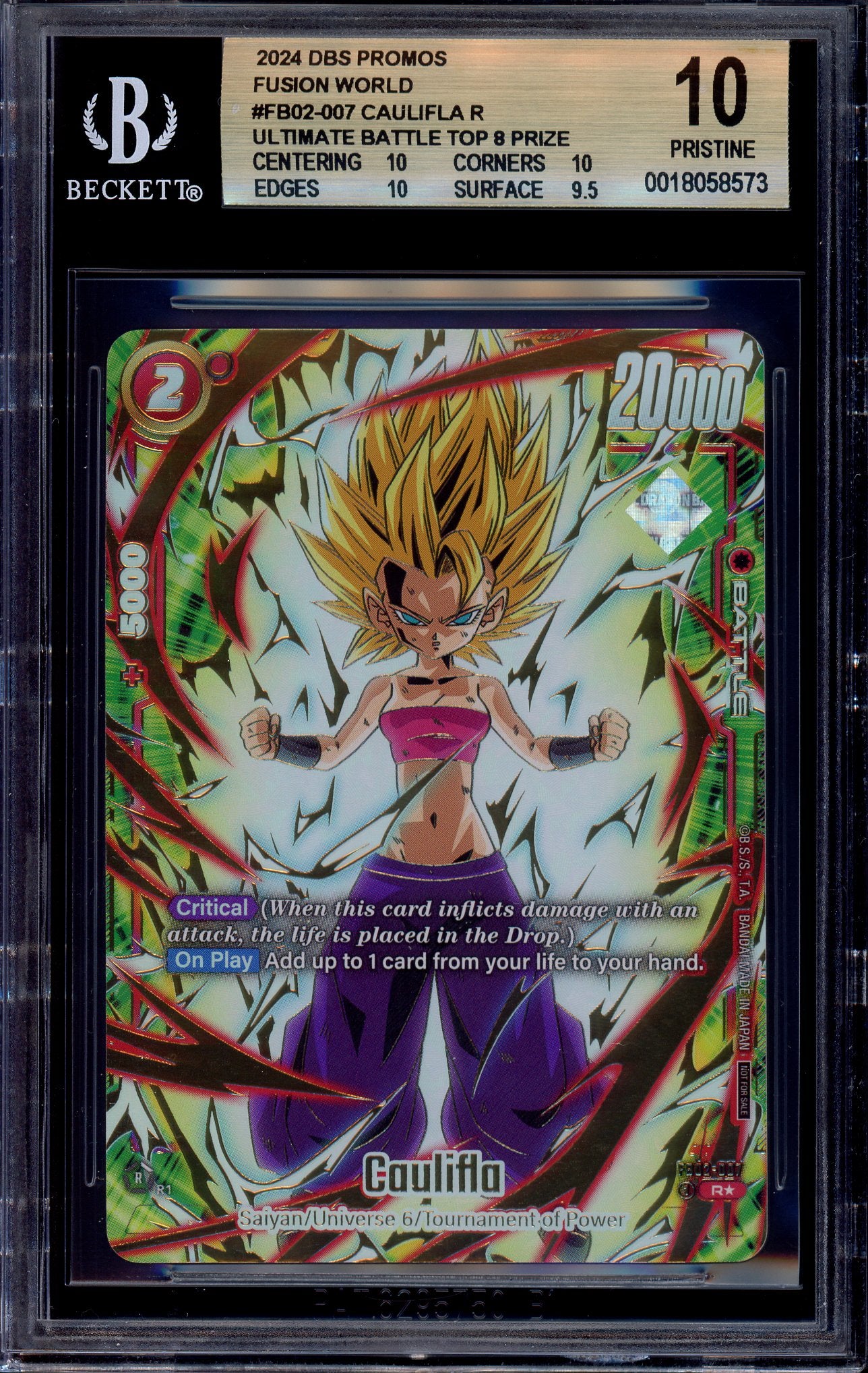2024 Dragon Ball Super Fusion World Ultimate Battle Top Prize Caulifla #FB02-007 BGS 10 PRISTINE