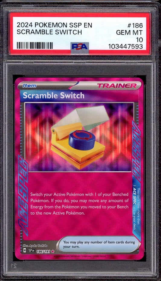 2024 Pokémon S&V Surging Sparks Ace Spec Scramble Switch #186 PSA 10 GEM MINT
