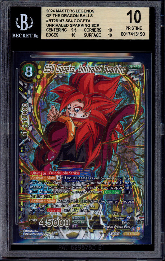 2024 Dragon Ball Super Masters SS4 Gogeta Unrivaled SCR #BT25-147 BGS 10 PRISTINE