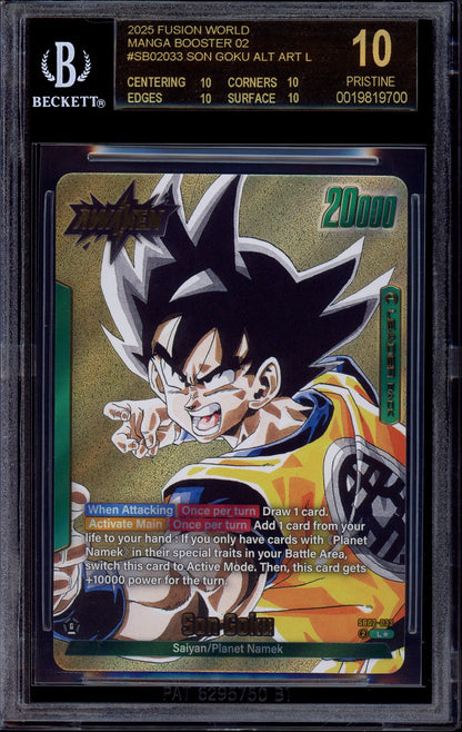 2025 Dragon Ball Super Fusion World Manga Booster 02 Alternate Art Leader Gold Goku #SB02-033 BGS 10 BLACK LABEL