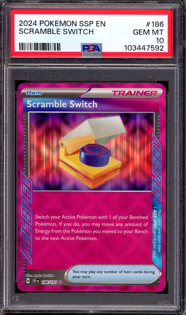 2024 Pokémon S&V Surging Sparks Ace Spec Scramble Switch #186 PSA 10 GEM MINT