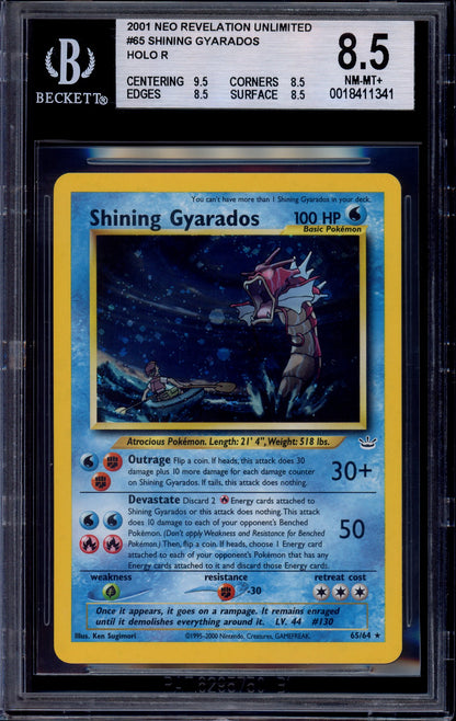 2001 Pokémon Neo Revelation Double Holo Error Shining Gyarados-Holo #65 BGS 8.5 NM-MT+
