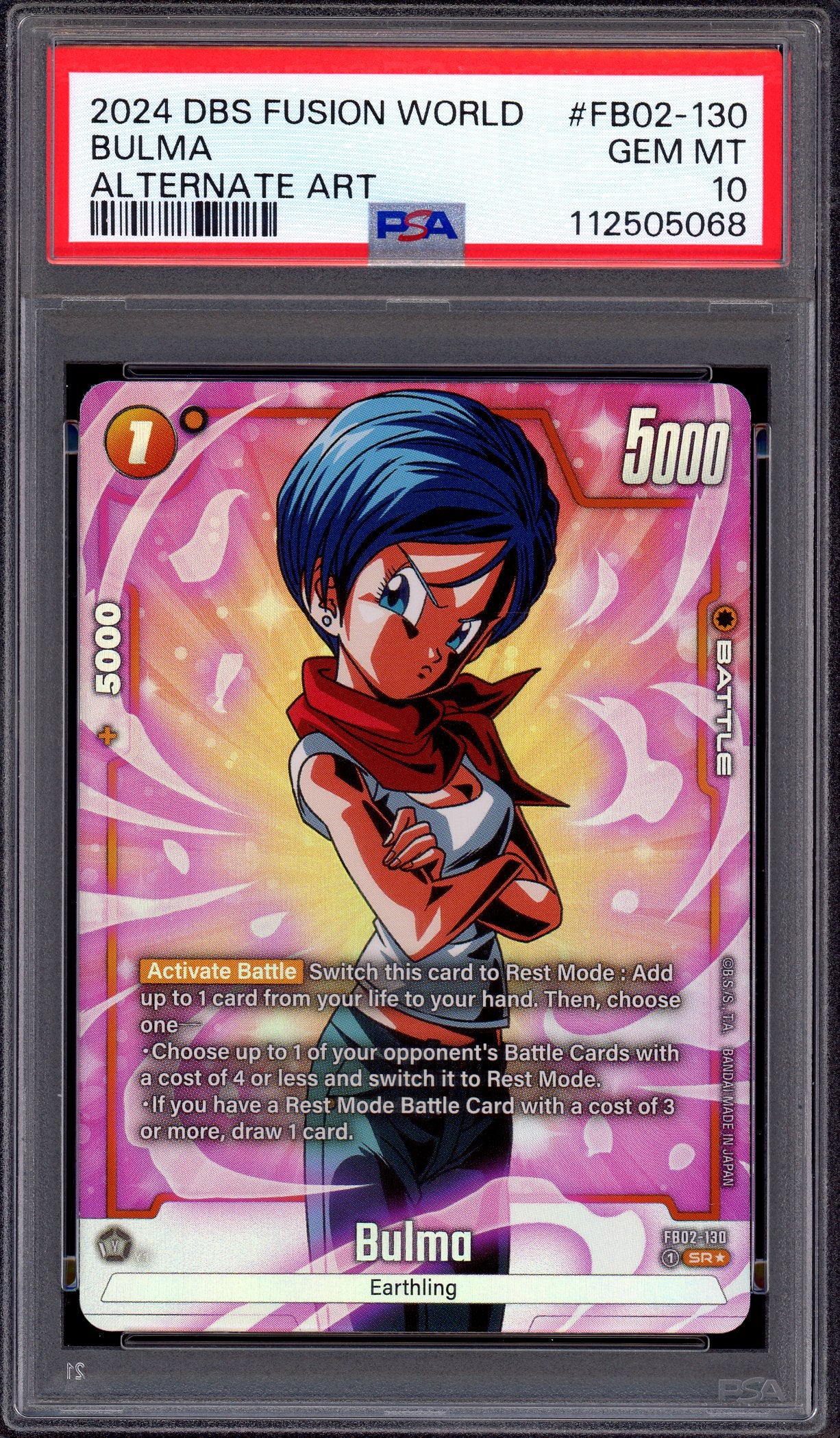 2024 Dragon Ball Super Fusion World Alternate Art Bulma #FB02-130 PSA 10 GEM MINT