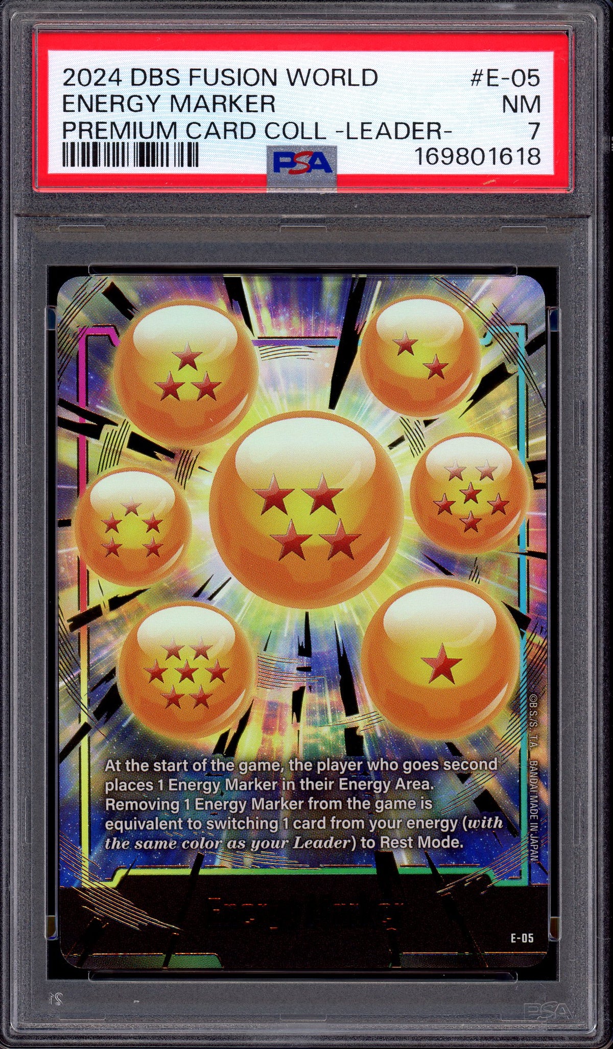 2024 Dragon Ball Super Fusion World Premium Card Collection Leader Energy Marker #E-05 PSA 7 NM