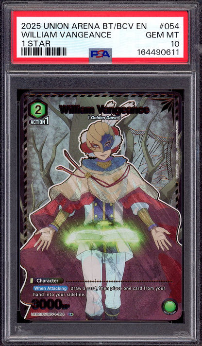 2025 Union Arena Black Clover 1 Star William Vangeance #054 PSA 10 GEM MINT