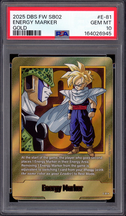 2025 Dragon Ball Super Fusion World Manga Booster 02 Gold Energy Marker #E-81 PSA 10 GEM MINT