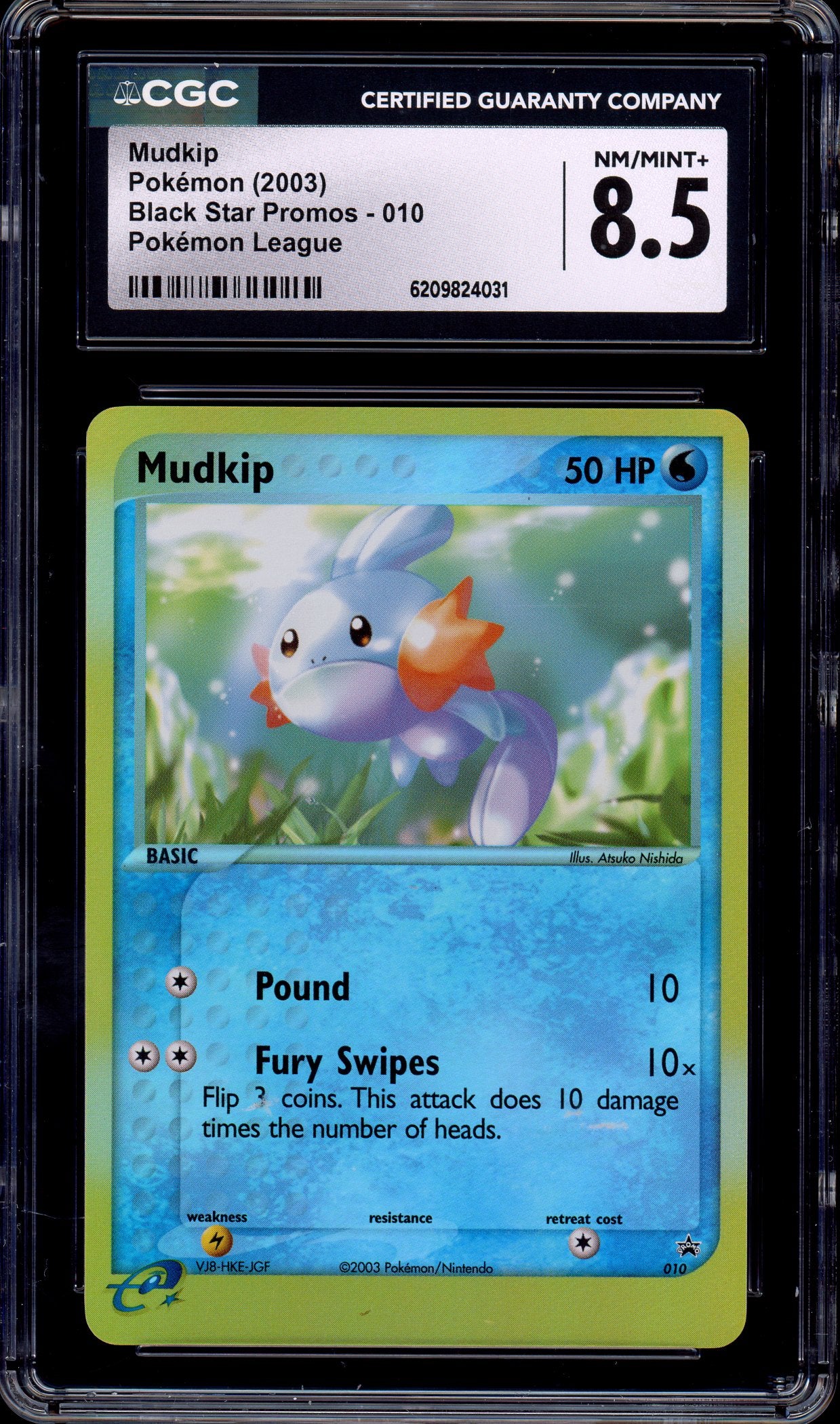 2003 Pokémon Black Star Promo Mudkip-Reverse Holo #010 CGC 8.5 NM-MT+