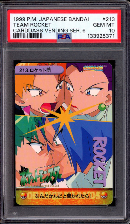 1999 Pokémon Japanese Bandai Carddass Vending Series 6 Team Rocket #213 PSA 10 GEM MINT