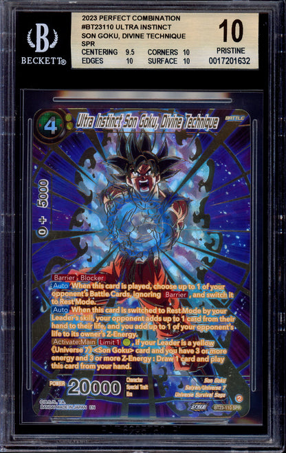 2023 Dragon Ball Super Ultra Instinct Son Goku, Divine Technique SPR #BT23-110 BGS 10 PRISTINE