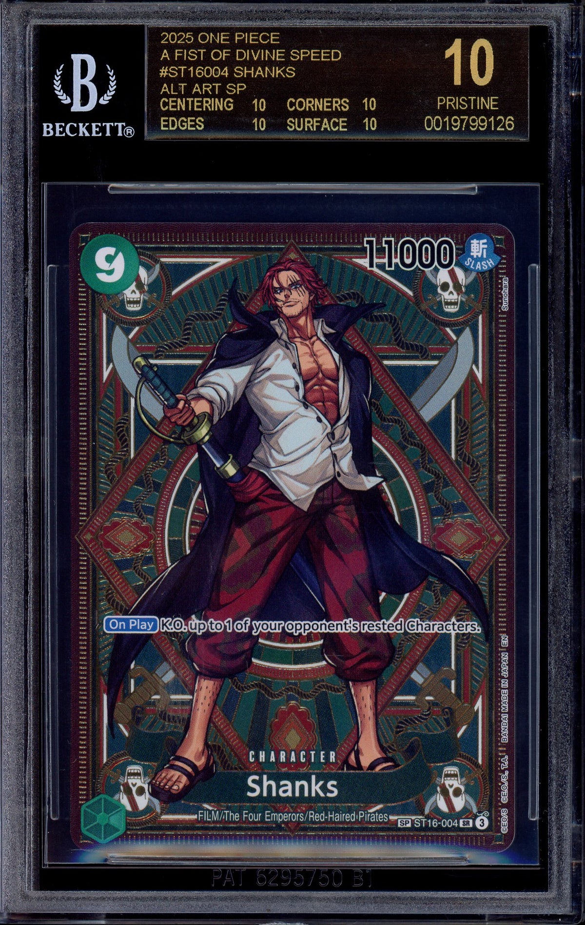 2025 One Piece OP11 Special Alternate Art Shanks #004 BGS 10 BLACK LABEL
