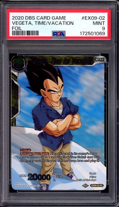 2020 Dragon Ball Super Saiyan Surge Foil Vegeta, Time for Vacation #EX09-02 PSA 9 MINT