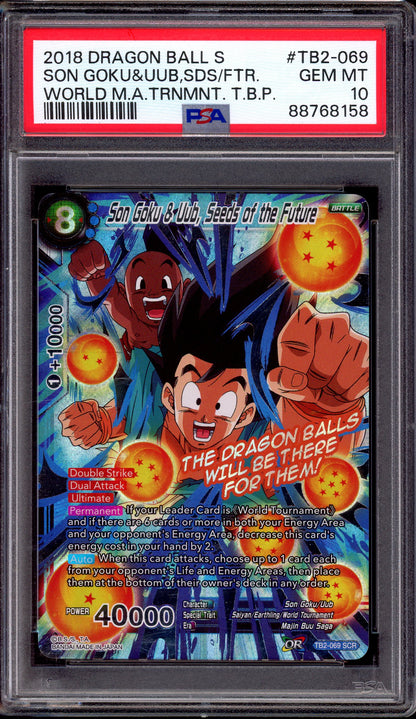 2018 Dragon Ball Super Son Goku & Uub, Seeds of the Future SCR #TB2-069 PSA 10 GEM MINT