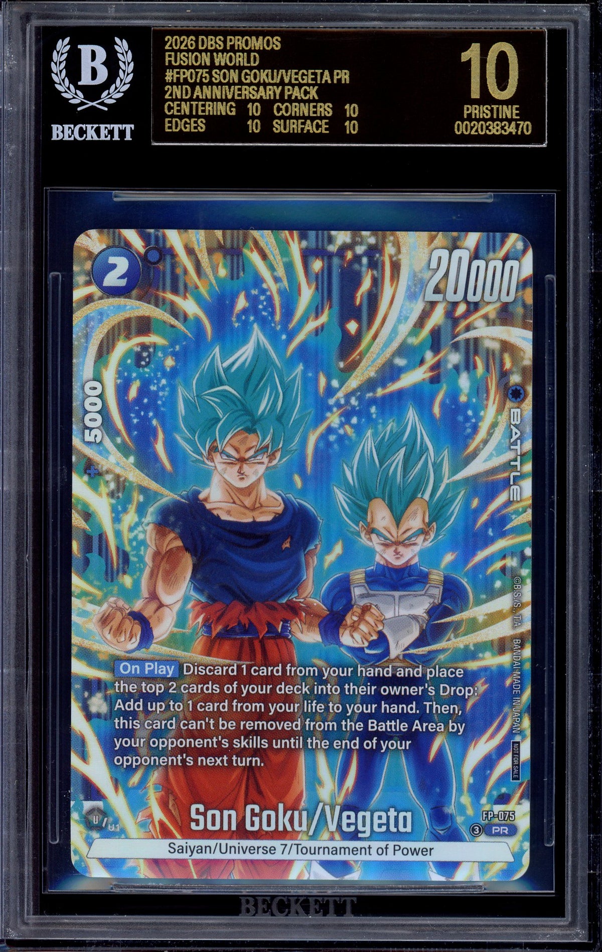 2026 Dragon Ball Super Fusion World 2nd Anniversary-Pack Son Goku/Vegeta #FP-075 BGS 10 BLACK LABEL