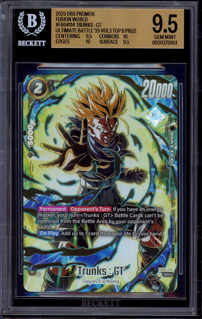 2025 Dragon Ball Super Fusion World Volume 1 Top Prize Trunks GT #FB04-114 BGS 9.5 GEM MINT