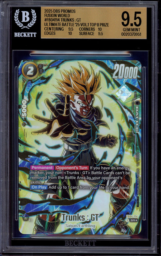 2025 Dragon Ball Super Fusion World Volume 1 Top Prize Trunks GT #FB04-114 BGS 9.5 GEM MINT