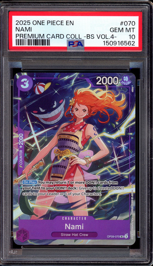 2025 One Piece Premium Card Collection Volume 4 Nami #070 PSA 10 GEM MINT