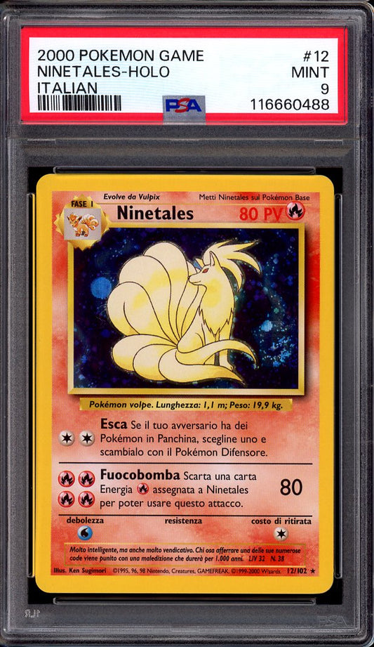 2000 Pokémon Game Italian Ninetales-Holo #12 PSA 9 MINT