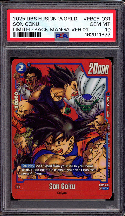 2025 Dragon Ball Super Fusion World Limited Pack Manga Version 01 Son Goku #FB05-031 PSA 10 GEM MINT