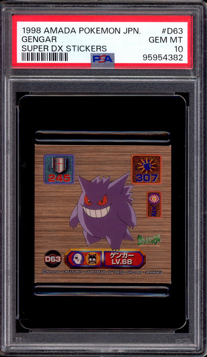 1998 Pokémon Amada Japanese Super DX Stickers Gengar #D63 PSA 10 GEM MINT