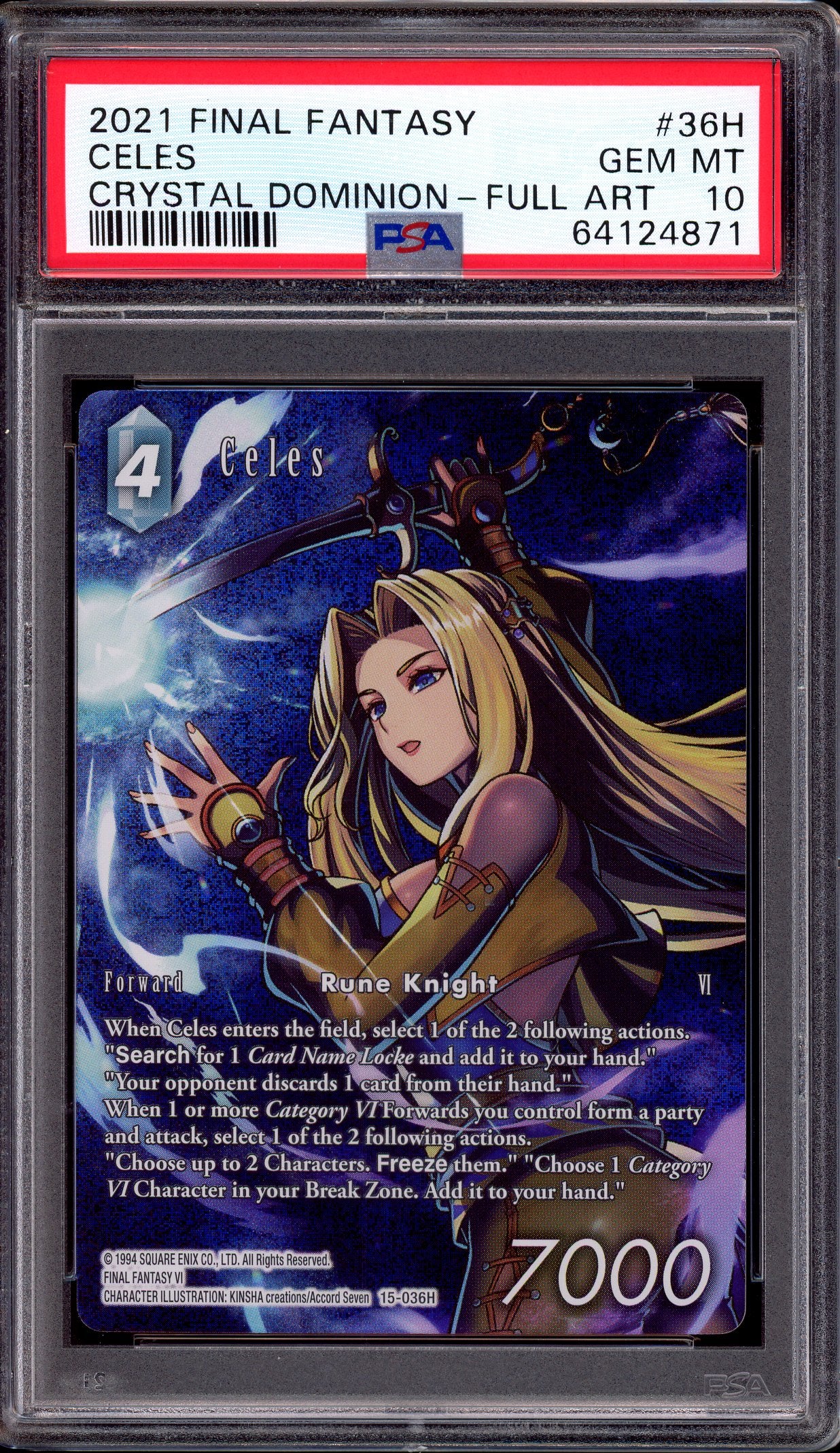 2021 Final Fantasy Crystal Dominion Full Art Celes #36H PSA 10 GEM MINT