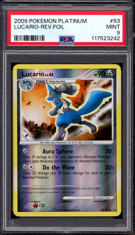 2009 Pokémon Platinum Lucario-Reverse Foil #53 PSA 9 MINT