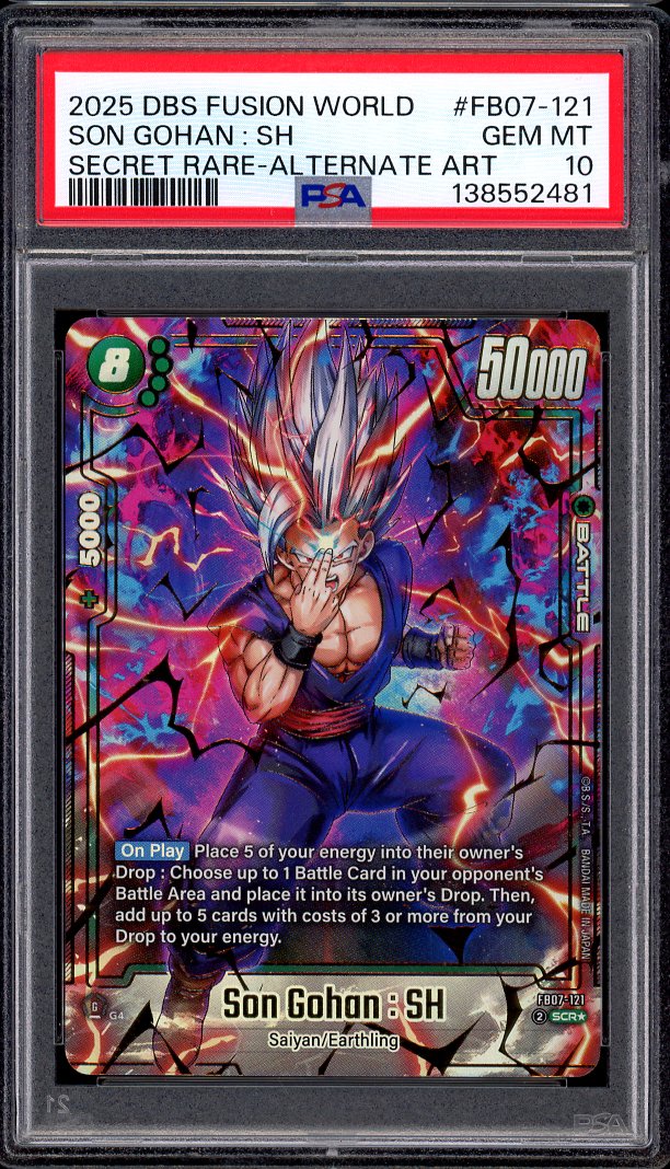 2025 Dragon Ball Super Fusion World Secret Rare Alternate Art Son Gohan SH #FB07-121 PSA 10 GEM MINT