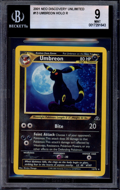 2001 Pokémon Neo Discovery Umbreon-Holo #13 BGS 9 MINT