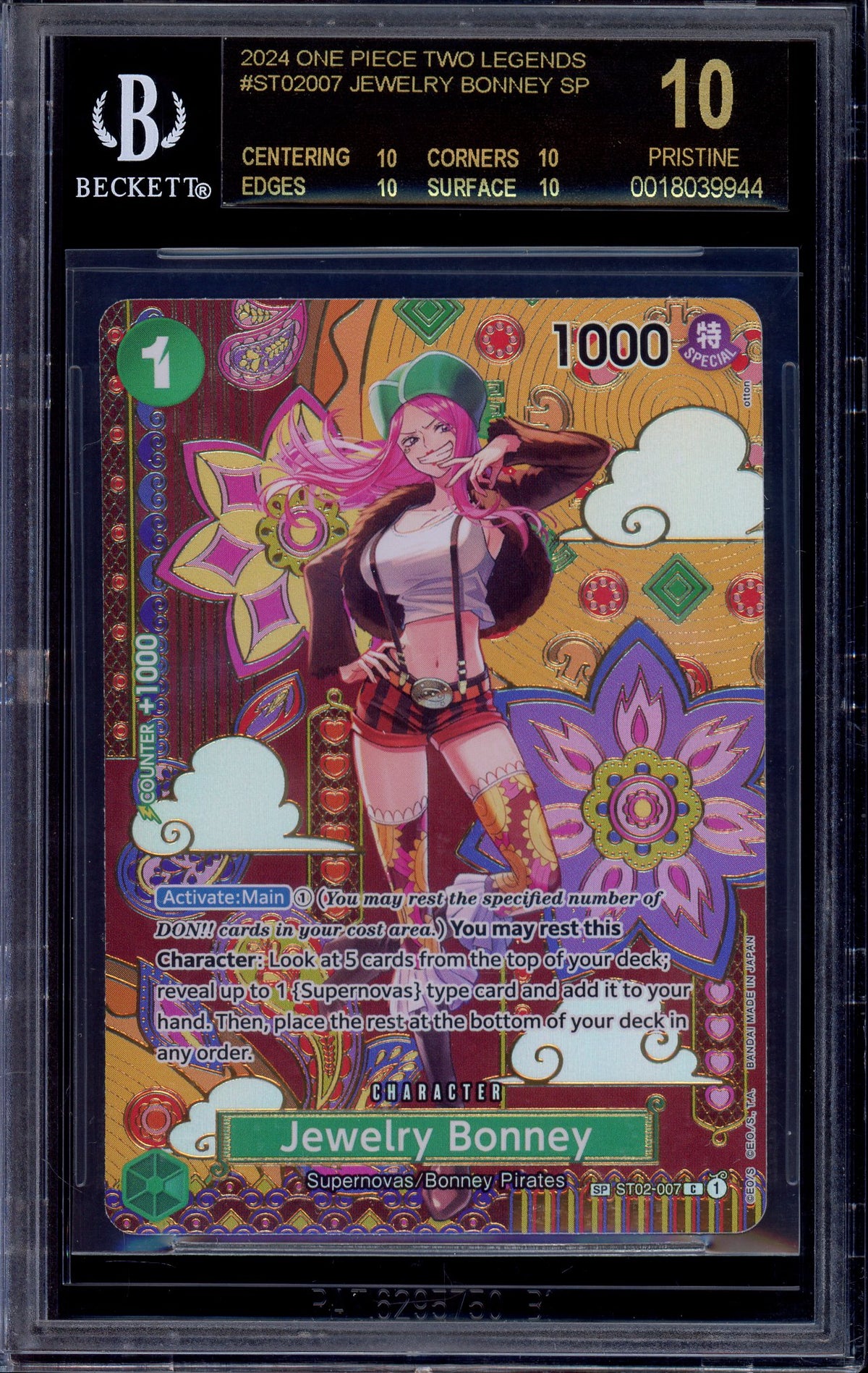 2024 One Piece OP08 Special Alternate Art Jewelry Bonney #007 BGS 10 BLACK LABEL