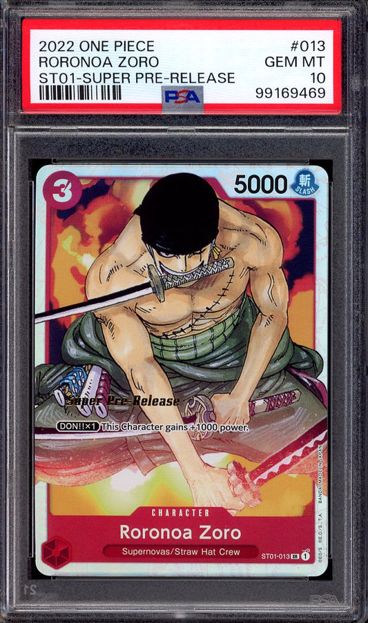 2022 One Piece ST01 Super Pre-Release Roronoa Zoro #13 PSA 10 GEM MINT