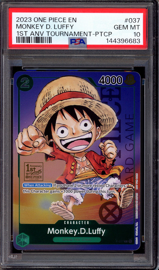2023 One Piece 1st Anniversary Tournament Participant Monkey D Luffy #37 PSA 10 GEM MINT