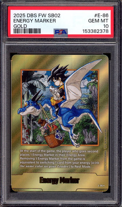 2025 Dragon Ball Super Fusion World Manga Booster 02 Energy Marker Gold #E-86 PSA 10 GEM MINT