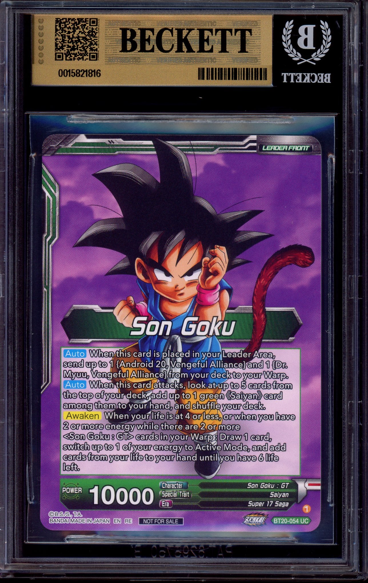 2023 Dragon Ball Super World Championship Zenkai 03 Leader Set SS4 Son Goku, Betting It All #BT20-054 BGS 10 PRISTINE