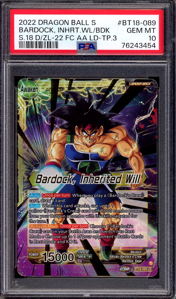 2022 Dragon Ball Super Final Championship Alternate Art Leader Top 3 Bardock, Inherited Will #BT18-089 PSA 10 GEM MINT