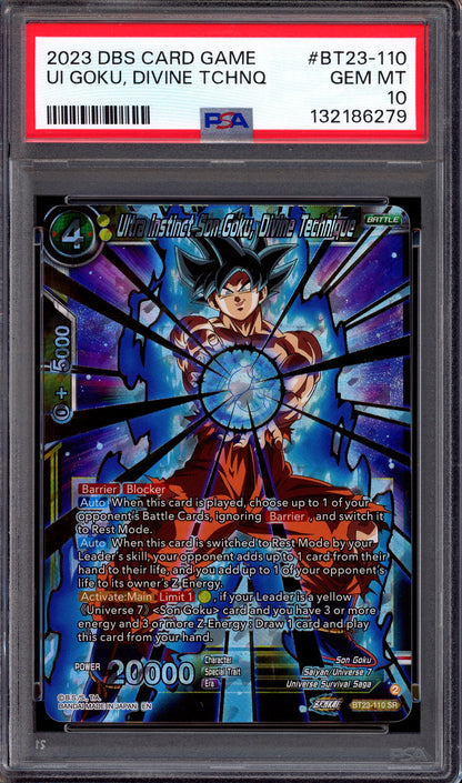 2023 Dragon Ball Super Ultra Instinct Son Goku, Divine Technique SR #BT23-110 PSA 10 GEM MINT