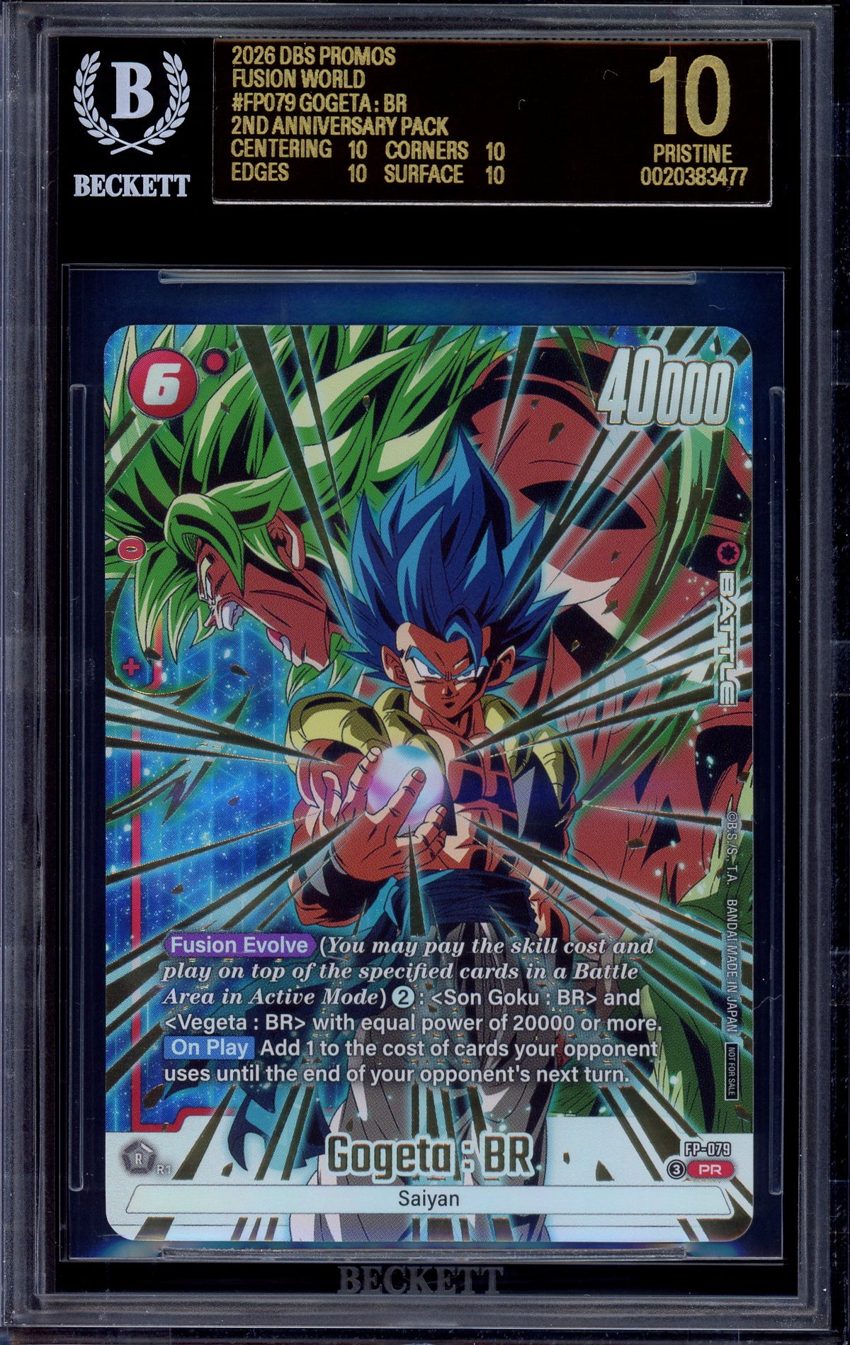 2026 Dragon Ball Super Fusion World 2nd Anniversary-Pack Gogeta BR #FP-079 BGS 10 BLACK LABEL