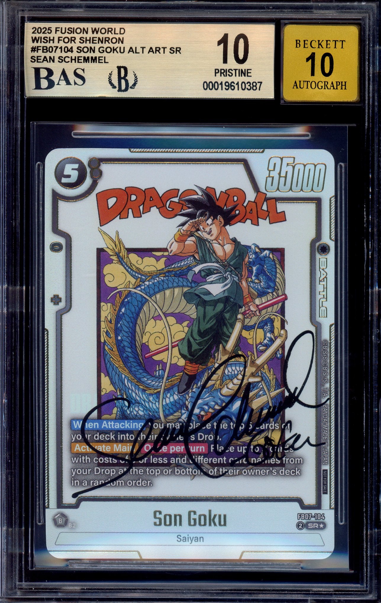 2025 Dragon Ball Super Fusion World 40th Anniversary Event V2 Top 8 Son Goku Autograph Sean Schemmel #FB07-104 BGS 10 PRISTINE