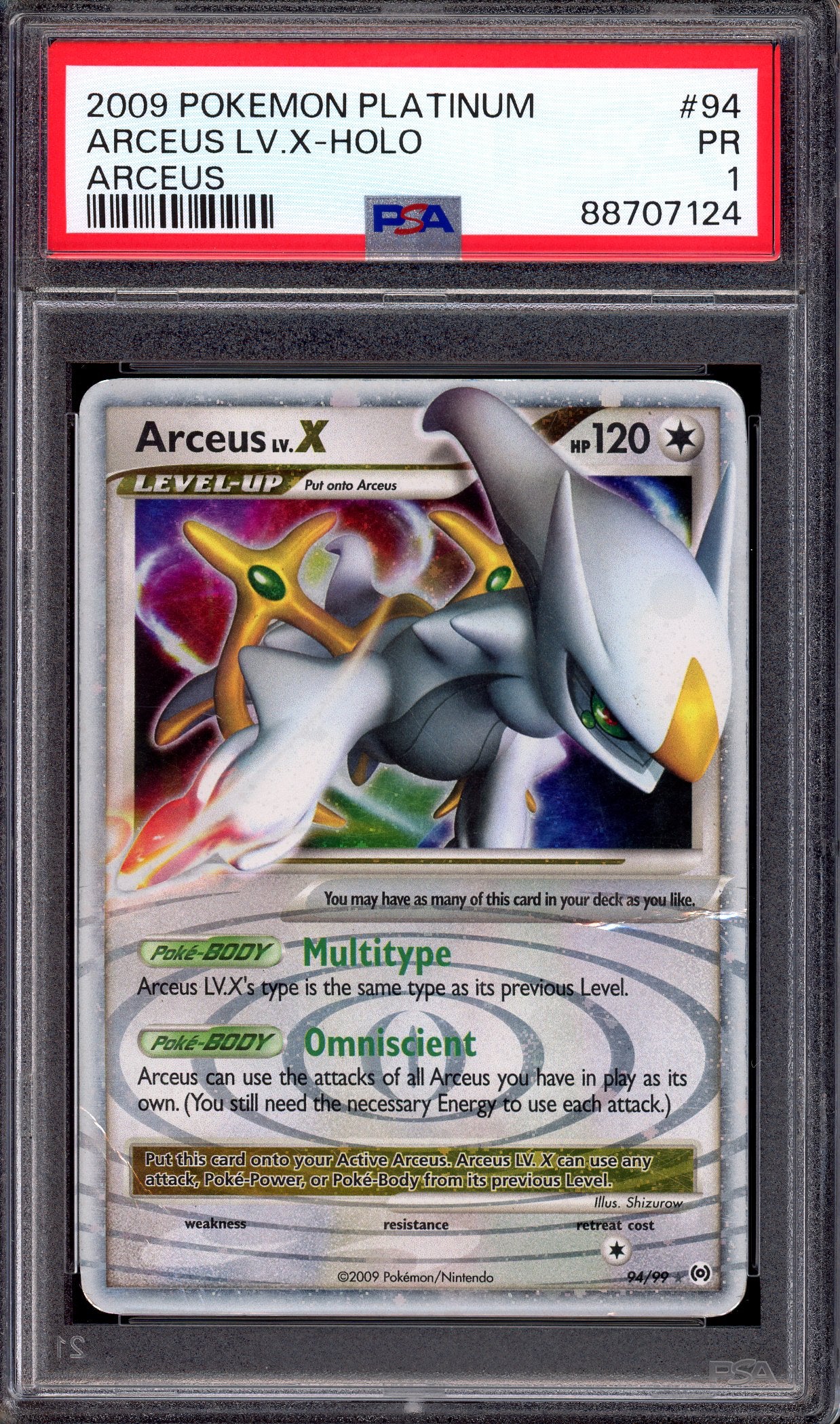 2009 Pokémon Platinum Arceus Arceus LV.X-Holo #94 PSA 1 POOR