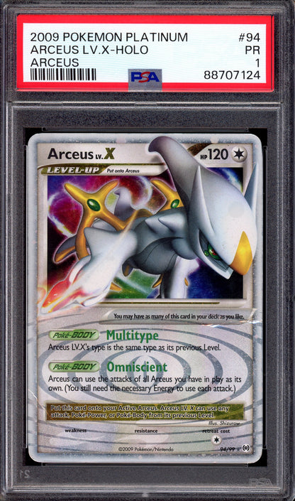 2009 Pokémon Platinum Arceus Arceus LV.X-Holo #94 PSA 1 POOR
