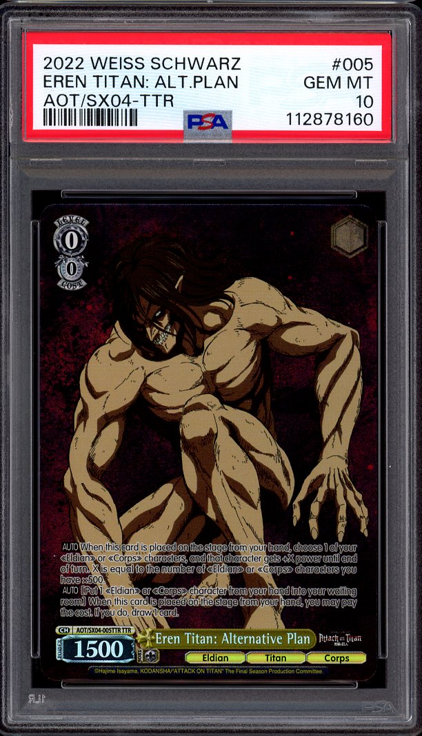 2022 Weiss Schwarz Attack On Titans Final Season Eren Titan Alternative Plan TTR PSA 10 GEM MINT
