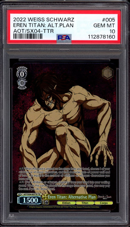 2022 Weiss Schwarz Attack On Titans Final Season Eren Titan Alternative Plan TTR PSA 10 GEM MINT