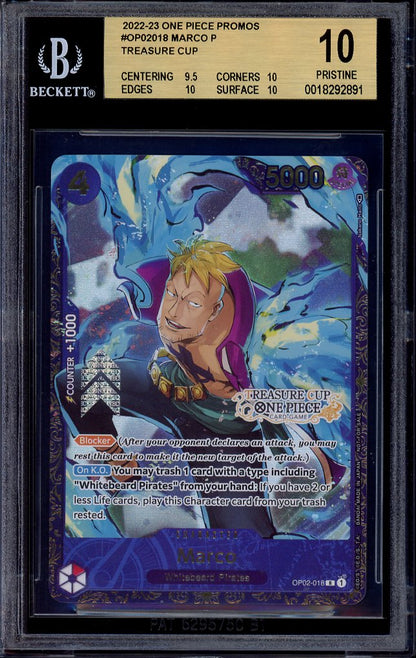 2023 One Piece Promo Treasure Cup Top 64 Marco #018 BGS 10 PRISTINE