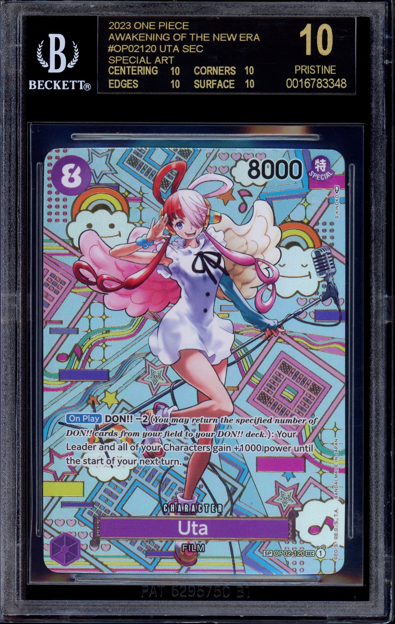 2023 One Piece OP05 Special Alternate Art Uta #120 BGS 10 BLACK LABEL