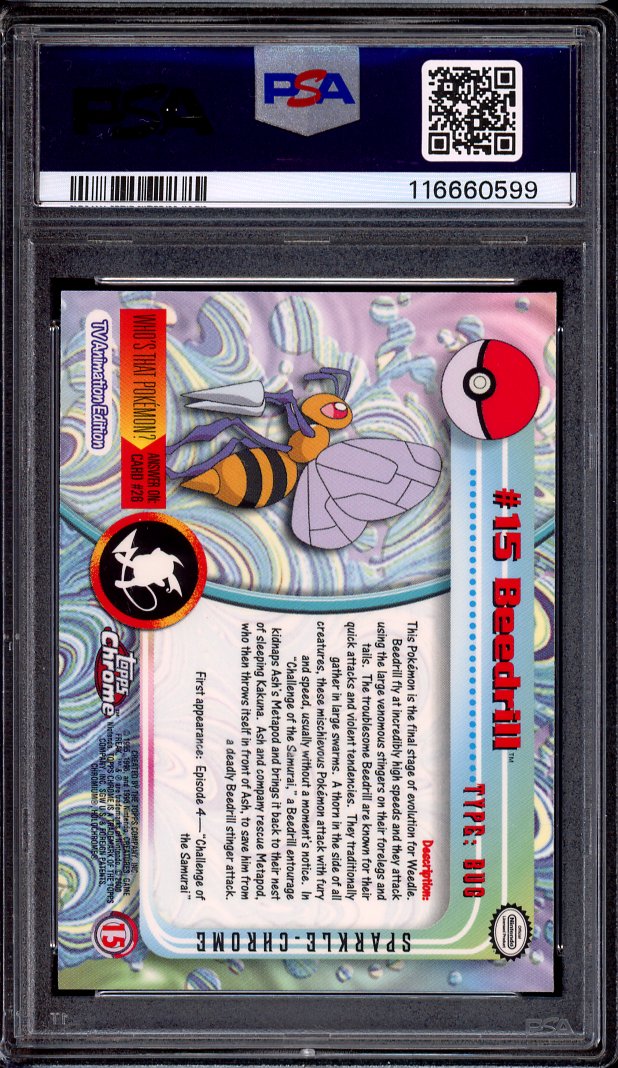 2000 Pokémon Topps Chrome Sparkle Beedrill #15 PSA 10 GEM MINT